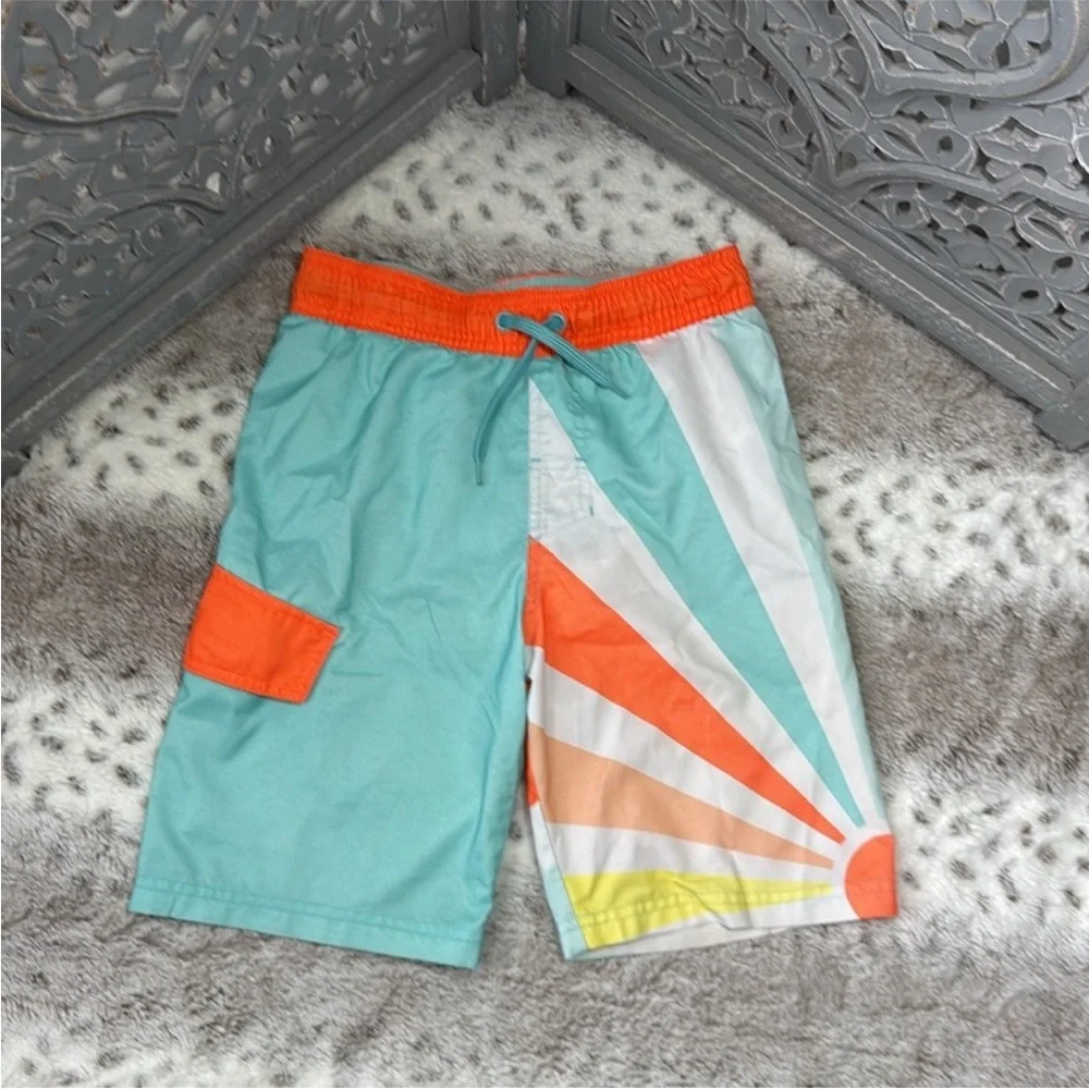 Cat & Jack sunburst swim trunks boys medium pastel sunshine beach pool party